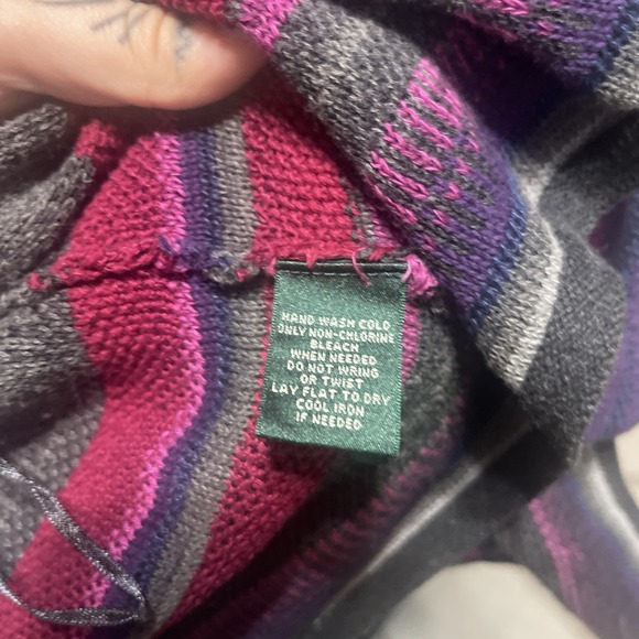 Vintage Lauren Ralph Lauren LRL Linen Blend Striped Open Front Cardigan S - Picture 3 of 6